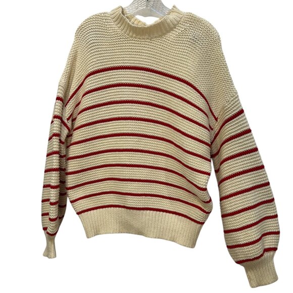 Alex Mill red white candy cane French Breton Stripes cotton saweater M - Picture 1 of 5